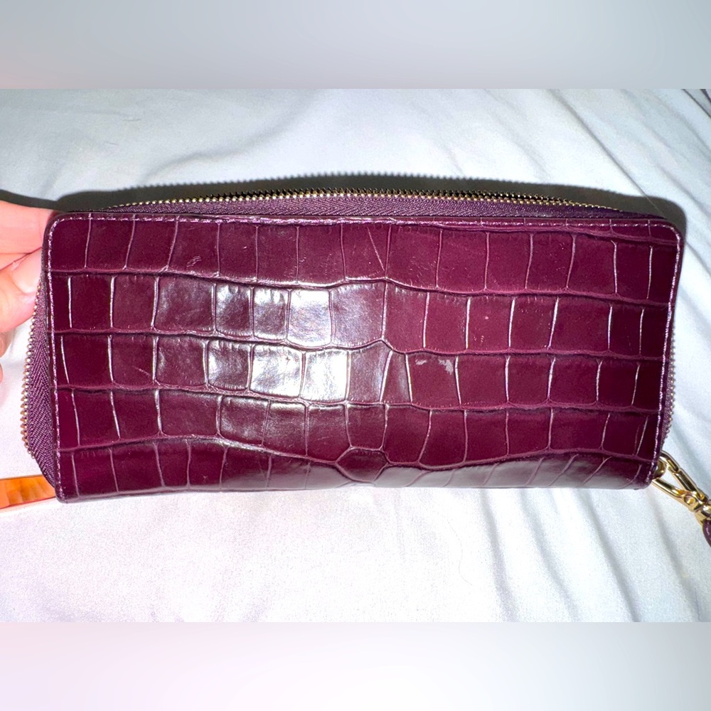 Michael Kors Purple Croc-Embossed Wristlet - Picture 5 of 10